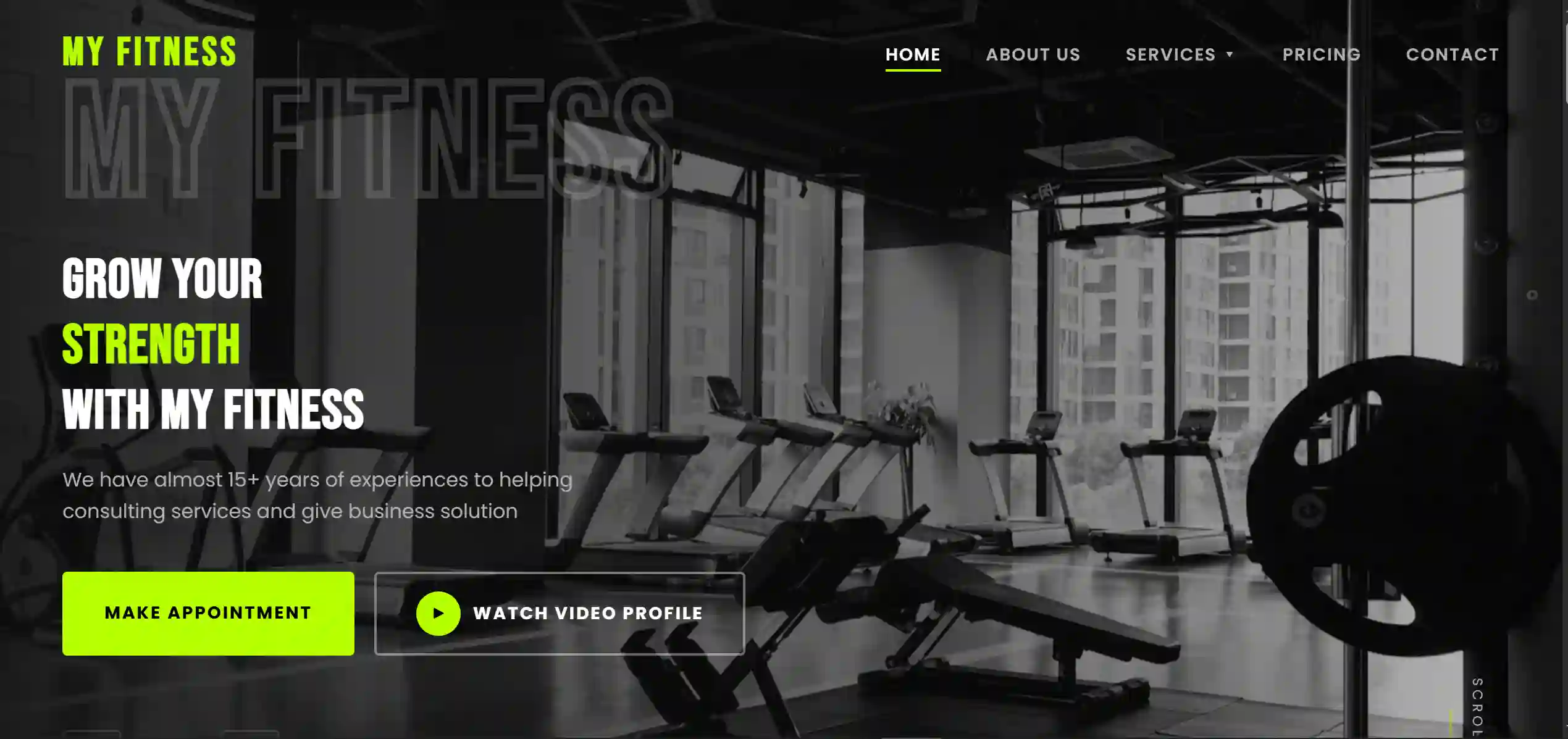 Concept gym interior with equipment and warm lighting