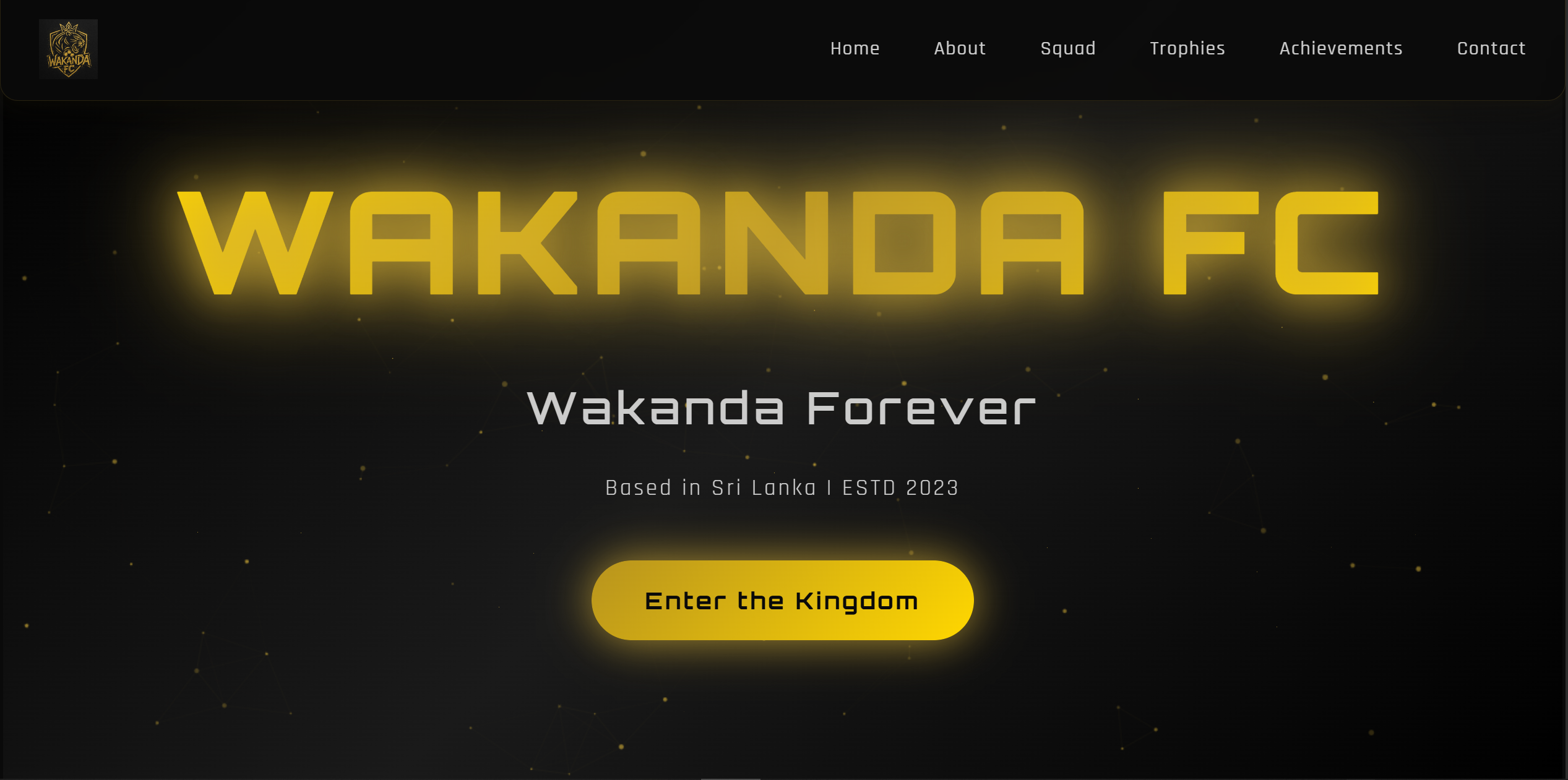 Wakanda FC Futsal Club Website screenshot