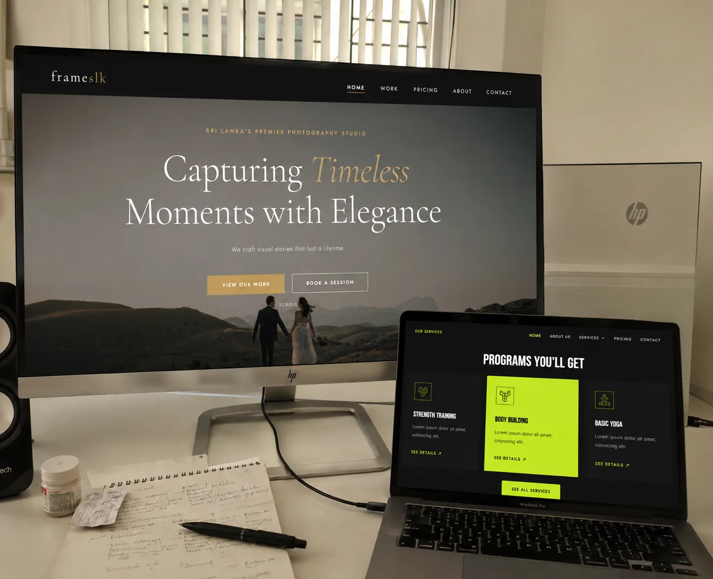 Designer reviewing website interface screens